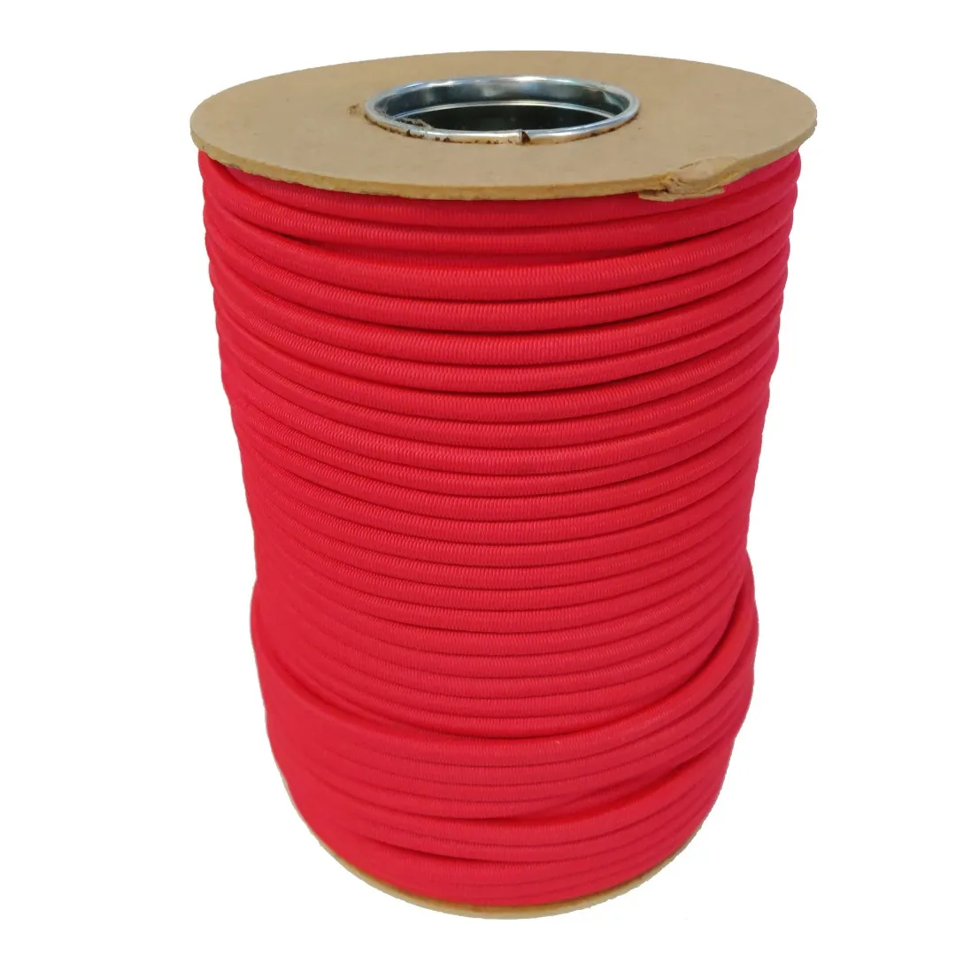 50 METER ELASTISCH TOUW  ROOD  8MM  ELASTIEK OP ROL