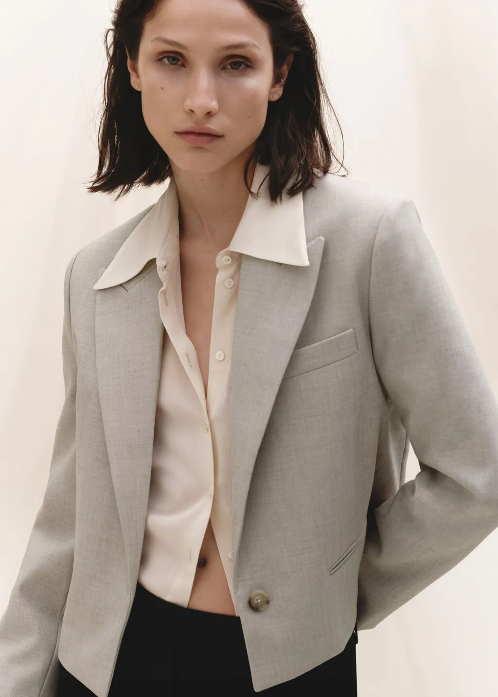 Crop blazer met knoop