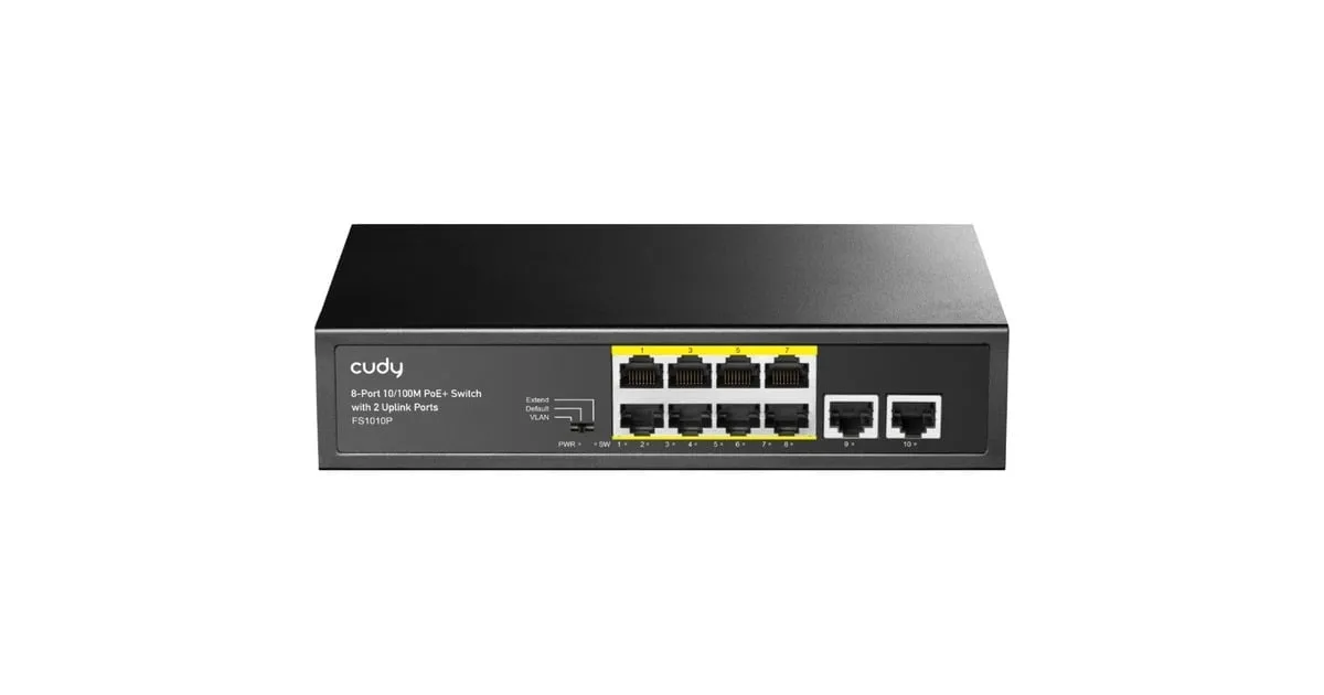 CUDY 8PORT 10/100M POE+ SWITCH (ZWART)
