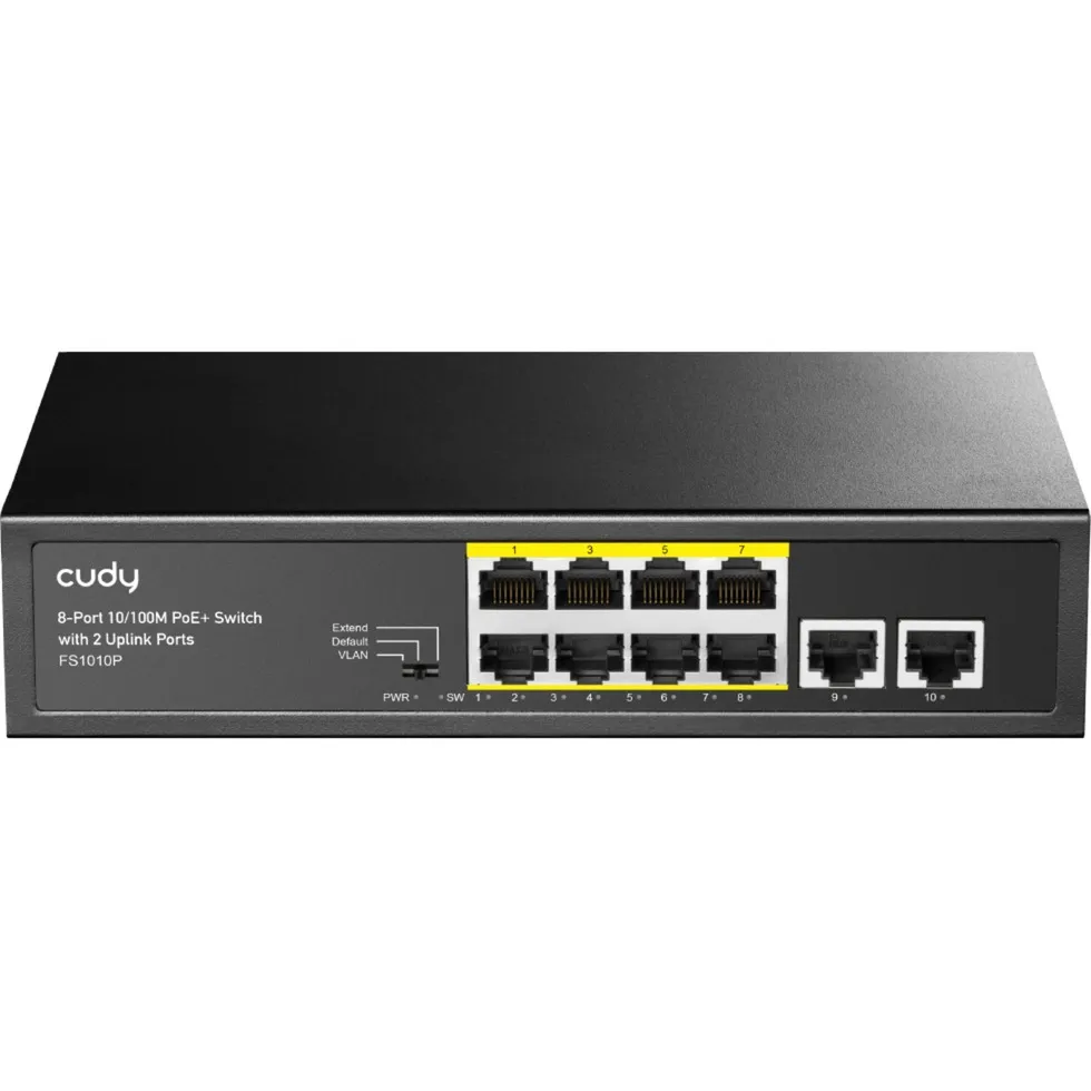 CUDY 8PORT 10/100M POE+ SWITCH (ZWART)