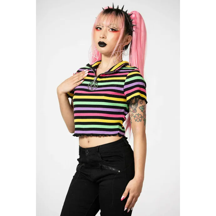 DAMES TSHIRT KILLSTAR  RAINBOW CHILD RIBBED CROP