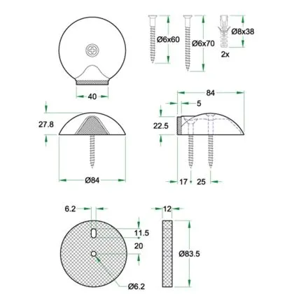 DEURBUFFER VERHOGER ARTITEC 12X83.5MM VOOR DEURSTOP 02030 RUBBER ZWART