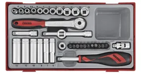 Doppenset TT1 tray 1/4" 4-13mm Plat- PH- PZ- TPX- hex 35 delig 6 kant Teng Tools