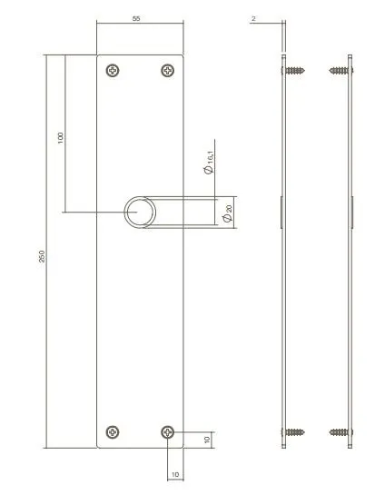 Intersteel deurkruk Amsterdam met renovatieschild WC63/8 RVS