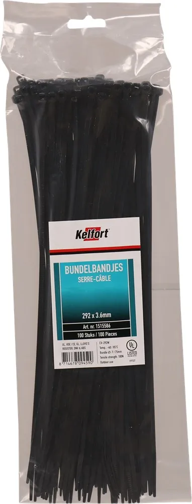 KELFORT BUNDELBANDJES ZWART 155X2,5MM