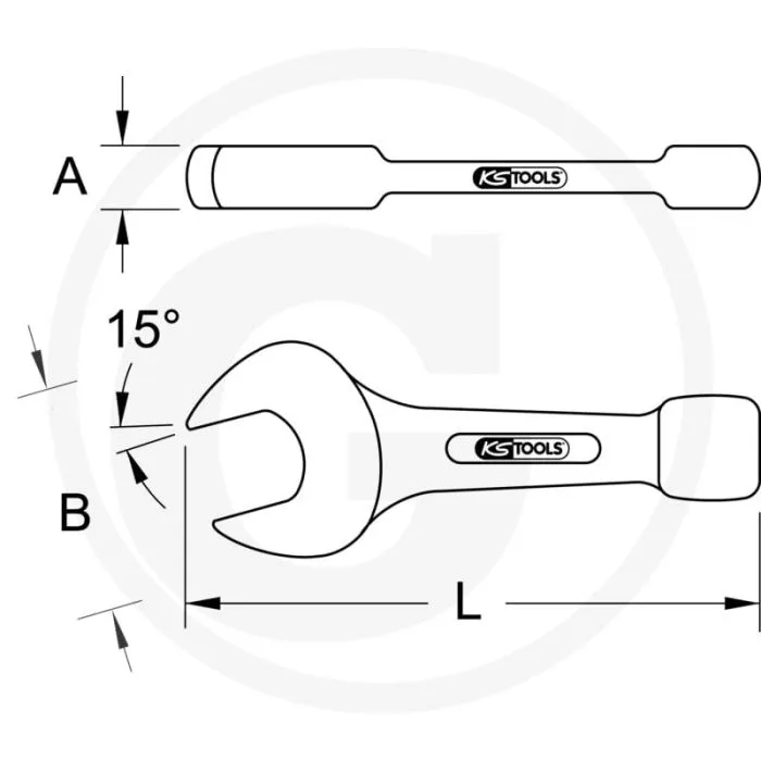 KS TOOLS SLAGSTEEKSLEUTEL, 115MM  VOOR ZWARE MONTAGES  CHROM VANADIUM