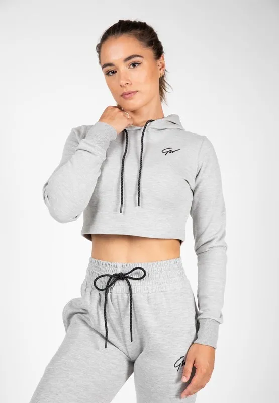 PIXLEY CROP TOP HOODIE  GRAY  M