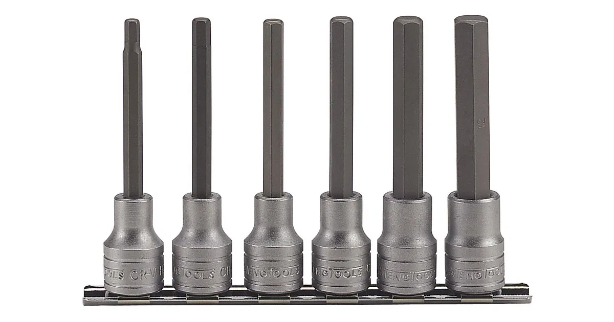 Set lange hex dopbitsen 1/2" 6 dlg Teng Tools