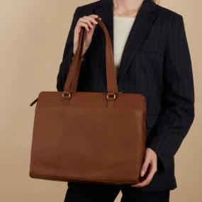 The Chesterfield Brand Fidenza Cognac Leather Laptop Bag