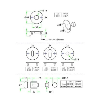 TOILETGARNITUUR ARTITEC ROND FR 52X2MM 67MM RVS MAT
