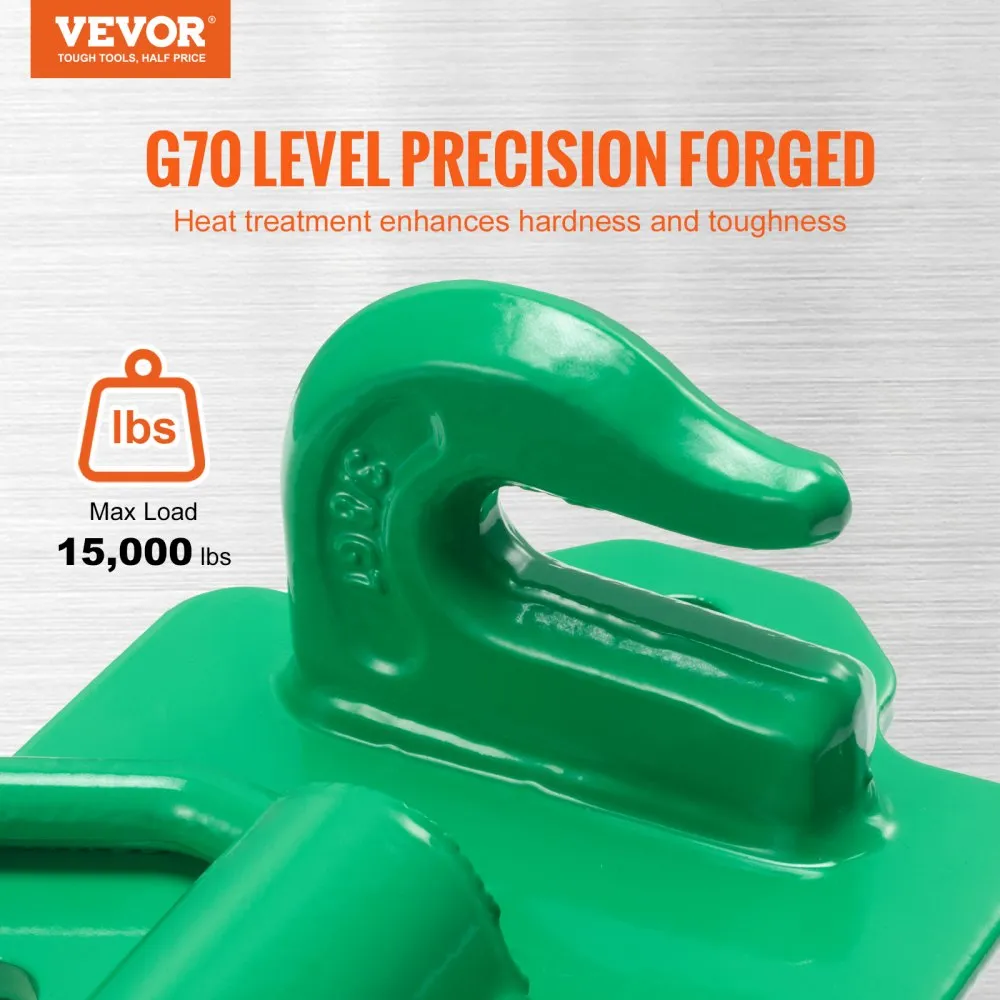 VEVOR 3/8" TRACTOREMMERHAAK, KLASSE 70 GESMEED STAAL, 2PACK, GRIJPHAAK GROEN