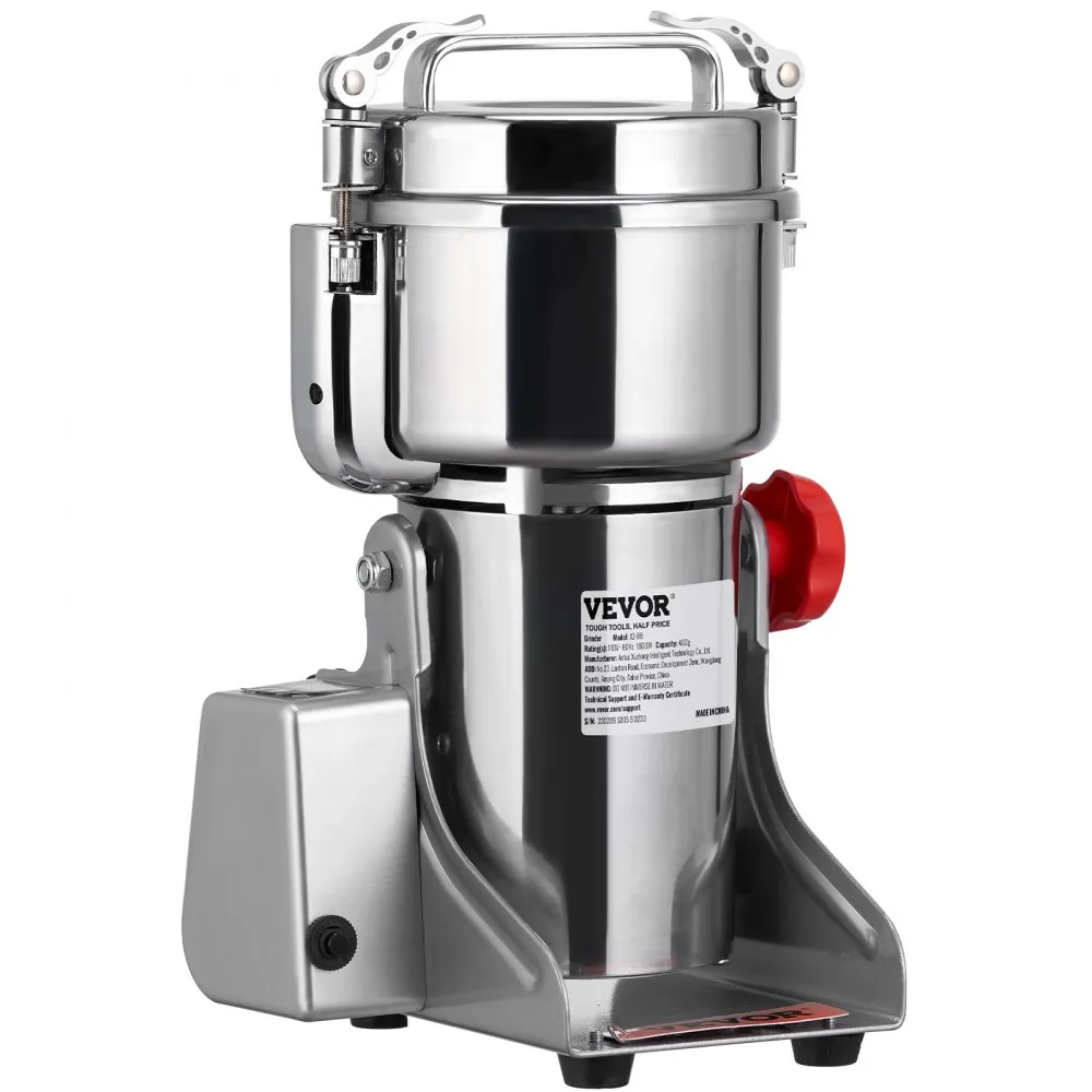 VEVOR Draagbare Graanmolen 1000g Grinder 3750W multifunctionele keukenmolen roestvrijstalen molen poedermachine timing droge mol