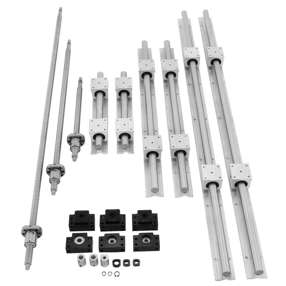 VEVOR LINEAIRE GELEIDING SBR20 LINEAIRE RAIL 3 KOGELOMLOOPSPINDEL RM1605350/650/1050MM SLIJPBANKEN ANTISPELING