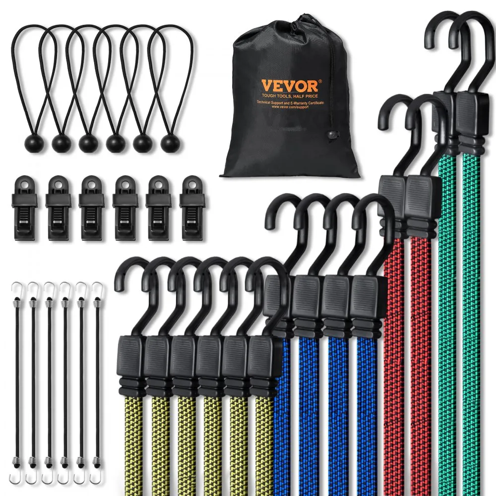 VEVOR SPANRUBBER SPANTOUW BAGAGE RUBBER EXPANDER TOUW RUBBER LIJN 32 STUKS JHAKEN