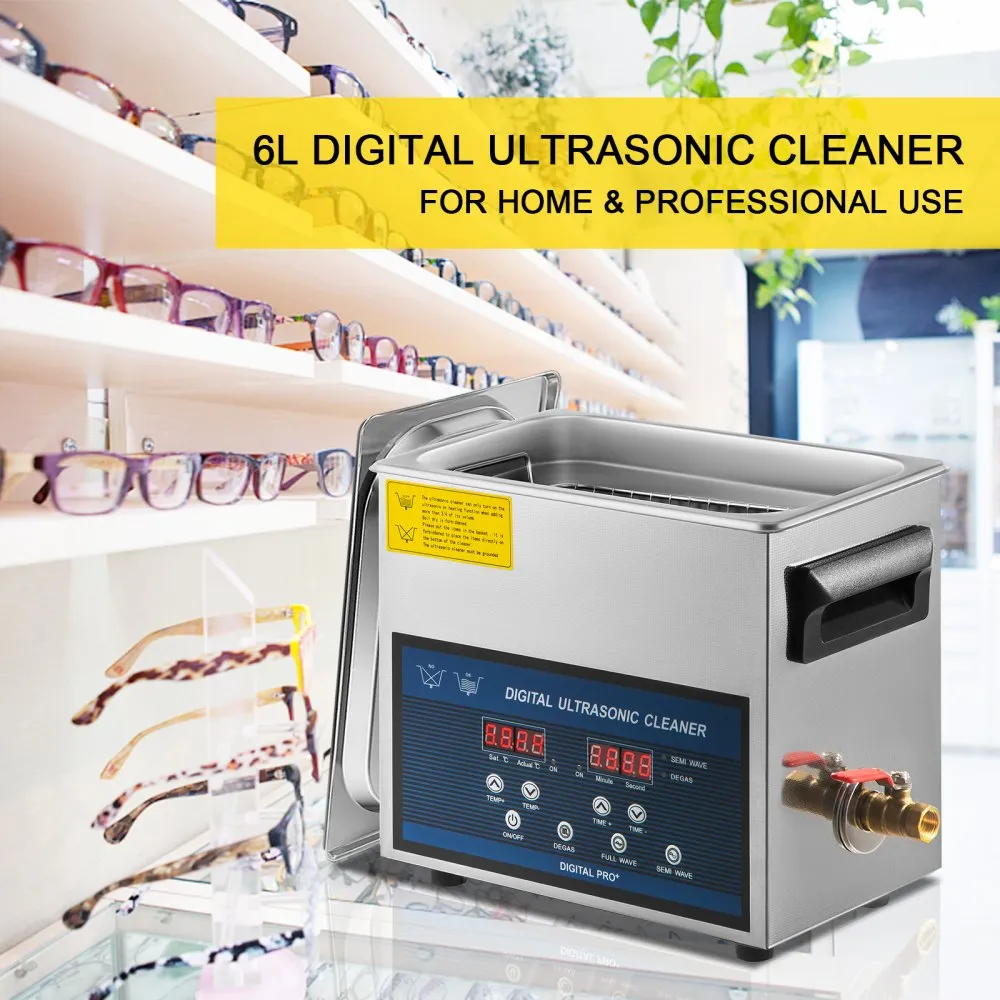 VEVOR Ultrasoon Reiniger Dual Frequentie 6L Ultrasone Reiniger met Heater voor Onderdelen Sieraden Lenzenvloeistof Ring Prothese