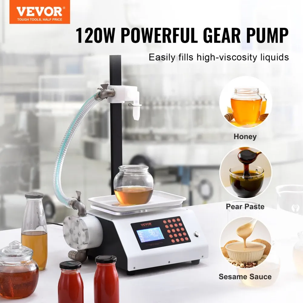 VEVOR VULMACHINE 2L/MIN VLOEISTOFVULMACHINE 505000G FLESSENVULMACHINE 315 X 260 X 175MM PASTAVULMACHINE 120W POMP AUTOMATISCHE 