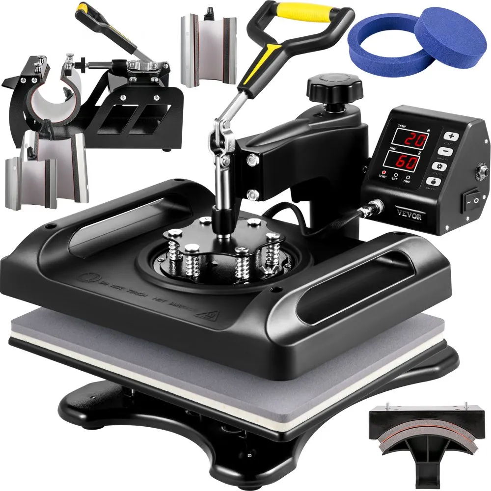 VEVOR WARMTE PERSMACHINE TRANSFERPERS HITTEPERS 8 IN 1 HEAT PRESS MACHINE 12 X15 SUBLIMATIE TRANSFER TSHIRT MOKPLAAT