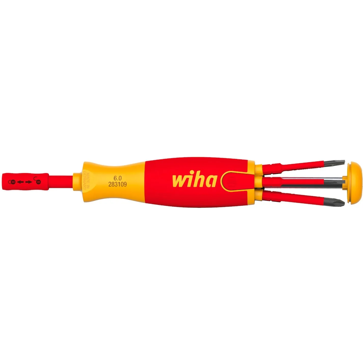 WIHA SCHROEVENDRAAIER MET BITMAGAZIJN LIFTUP ELECTRIC (ROOD/GEEL, 7DELIG)